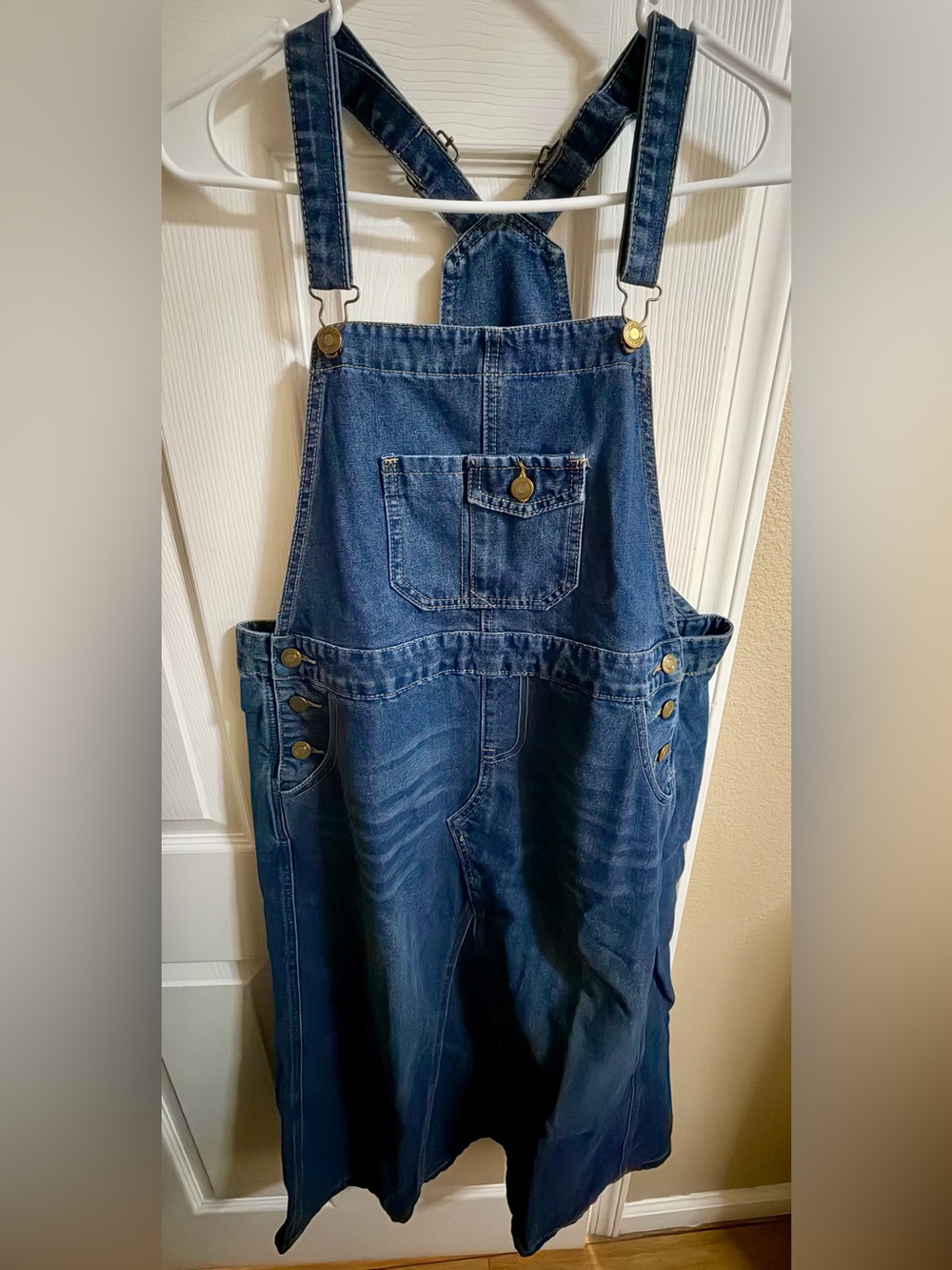 Classic Women's Denim Overalls - Dark Blue